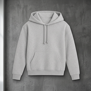 Sudadera con Capucha Gris para Hombre, Corte Regular, Color Sólido, Informal, con Bolsillo, Tejido de Rizo Francés, Manga Larga, para Otoño - Product Image 2