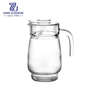 1.4L Drinking glass jug clear glass water jug with side handle for hot summer days in home restaurant benny glass cool water jug