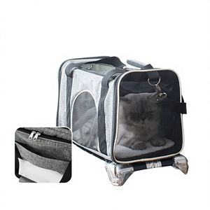 Kedi ve Küçük Köpekler İçin Taşınabilir Katlanabilir Genişletilebilir Oxford Kumaş Fermuarlı Evcil Hayvan Çantası, Dış Mekan Seyahatleri ve Araba Kullanımı İçin - Product Image 1