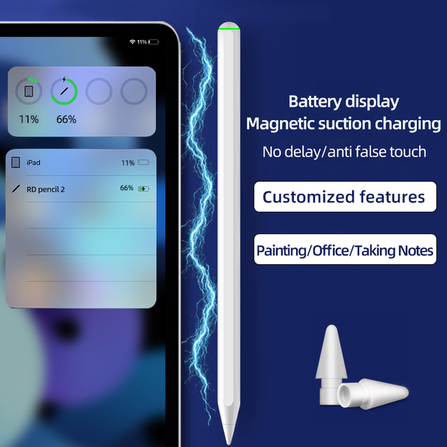 Palm Rejection Plastic Wireless Charger Stylus Pen for iPad with Tilt Sensitivity Anti-Misoperation Charging Compartment