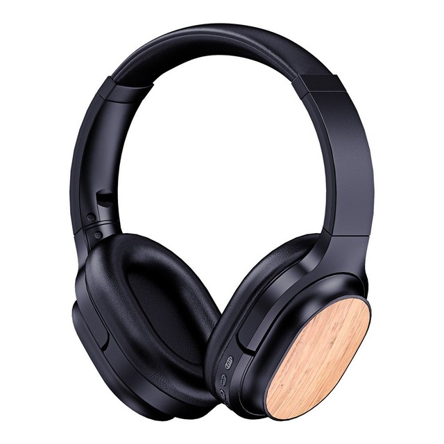 2026 New Bamboo Wood Foldable Headset Audifonos Noise Cancelling Headphone Noise Reduction Earphone