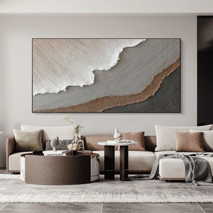 Arenaria testurizzata 3D moderna marrone pittura a <span class=keywords><strong>olio</strong></span> astratta oceano <span class=keywords><strong>mare</strong></span> onde marine tela arte della parete per la decorazione del soggiorno - Product Image 1