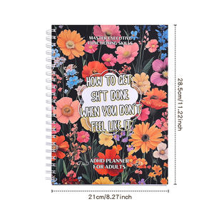 166 pages Vintage Floral Planner Grand journal TDAH non daté avec traqueurs de soins personnels, feuilles <span class=keywords><strong>d</strong></span>'objectifs et journaux <span class=keywords><strong>d</strong></span>'humeur - Product Image 4