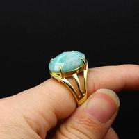 Pierre Naturelle Vintage Française 13x18 Ovale Facettée Apatite Amazonite pour Bague, Boucles d'Oreilles, Collier, Pendentif, Décoration Artisanale DIY