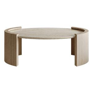 Table basse en travertin de designer Wabi-sabi, meuble de salon ovale décoratif moderne en pierre naturelle SH STONE - Product Image 5
