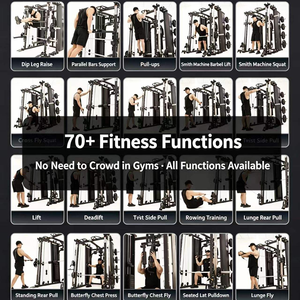 FRS Heavy Duty Smith Machine Power Cage con Pila di Pesi <span class=keywords><strong>in</strong></span> Acciaio da 150 kg, Grado Commerciale, Trainer Funzionale Multifunzione per <span class=keywords><strong>Palestra</strong></span>, Certificato CE - Product Image 5