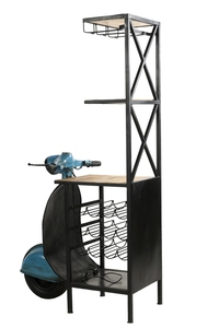 Barra de apoyo para scooter de hierro/madera, acabado en azul/mango, material de metal/madera de mango, precio al por mayor - Product Image 5