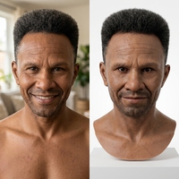 Masque en silicone pour homme vieillissant personnalisé avec rides réalistes, simulation de couleur de peau naturelle, masque de tête en silicone pour déguisement