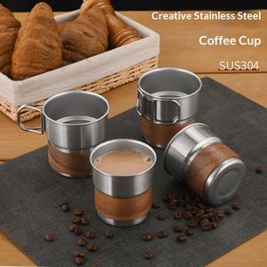 Tasse à café portable pliable en acier inoxydable 304, isolée, anti-brûlure, avec sangle, pour le camping en extérieur - Product Image 2