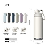 Bouteille isotherme en acier inoxydable de 24 oz avec poignée – Gourde thermos isolée