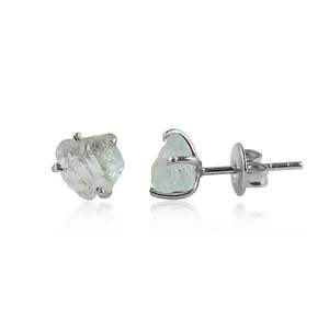 Pendientes de Cristal de Aguamarina Natural con Engaste de Garra, Piedra en Bruto, Unisex, para Uso Diario, Verde, Piedra de Nacimiento de Marzo - Product Image 1