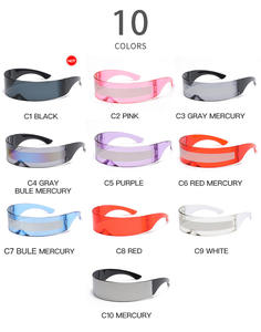 Lunettes de soleil une pièce futuristes <span class=keywords><strong>Cyberpunk</strong></span> à logo personnalisé Lunettes de fête à la mode avec cadre noir blanc en <span class=keywords><strong>PC</strong></span> Unisexe <span class=keywords><strong>Pas</strong></span> <span class=keywords><strong>cher</strong></span> Vente en gros - Product Image 4