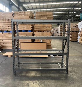 Heavy Duty 4 Layer Warehouse Rack Adjustable Metal Stacking Shelf Powder Coated Grid Panel <b>Storage</b> <b>Racking</b> - Product Image 2
