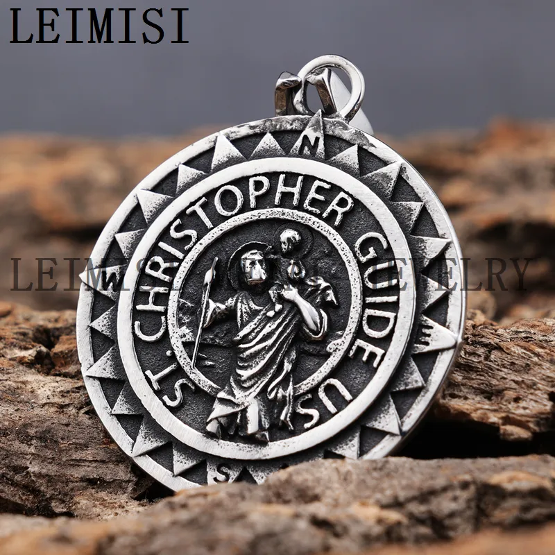 Stainless Steel Christianity St Christopher Guide Us Necklace Fashionable Religious Christian Catholic Prayer Necklace Jewelry