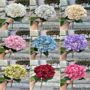 Flores Artificiales de Alta Calidad, Hortensias Blancas y Rojas de Cabeza Grande Individual, Flor de Hortensia de Seda para Decoración de Bodas y Navidad - Product Image 2