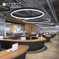 Éclairage linéaire circulaire en aluminium LED de qualité supérieure 40W 60W, 3 CCT, luminaire suspendu moderne pour supermarché, salle de sport, hôtel