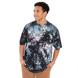 <b>Men's</b> Short Sleeve O-Neck <b>T</b>-<b>Shirt</b> Black <b>Floral</b> Print Loose Fit Casual Tee - Product Image 1