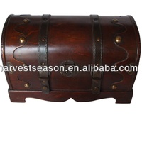 Coffre au trésor en bois brun de style vintage pour décoration de table, réutilisable, objet de collection artistique
