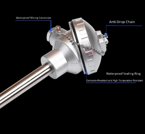 مستشعر حرارة <span class=keywords><strong>Pt100</strong></span> من الفولاذ المقاوم للصدأ مع مقاومة حرارية مدمجة ومرسل حرارة 4-20 مللي أمبير لدرجات الحرارة العالية - Product Image 4