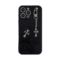 Coque de téléphone antichoc de luxe en PU 3D avec motif croisé pour iPhone 16/15/14/13/12/11 Pro Max – Style de marque tendance – Vente en gros