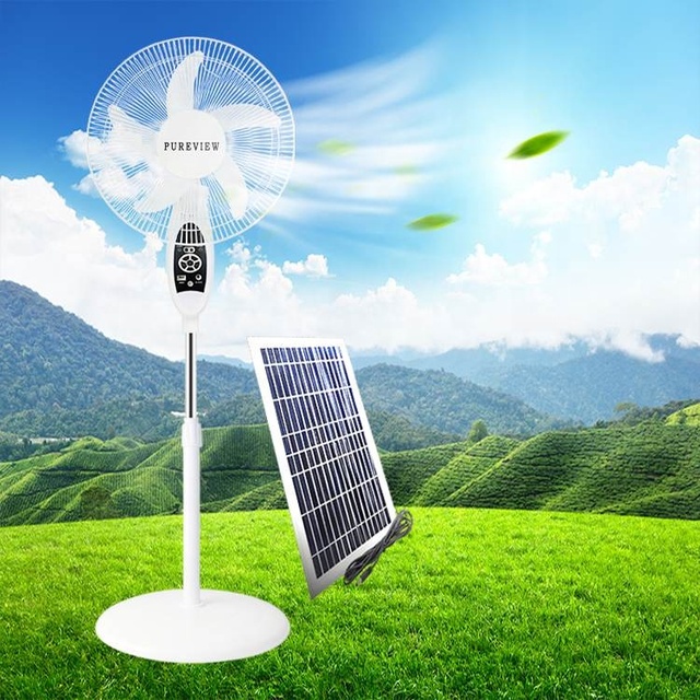 Spot Wholesale Rechargeable Fan 16 Inch Solar Powered Fan With Light Power Bank Rechargeable Standing Fan