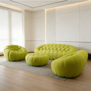 Conjunto de Sofá Modular Contemporáneo de 3 Plazas, Tapizado en Terciopelo, Relleno de Esponja, Color Azul Burbuja, para Uso en Villas, Comprimido en Caja - Product Image 1