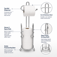 Support de papier toilette autoportant en métal personnalisé avec rangement pour 3 rouleaux, organisateur de salle de bain, fabricant OEM ODM