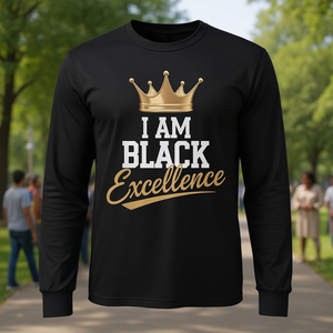 T-shirt à manches longues I Am Black Excellence, Black History Afro Motivation - Product Image 3