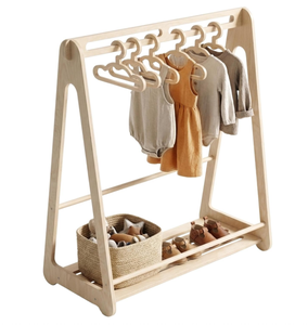 Appendiabiti <span class=keywords><strong>per</strong></span> Bambini in Legno Naturale di Alta Qualità, Stile Montessori, <span class=keywords><strong>per</strong></span> Vestiti e Travestimenti di Bambini e Bambine - Product Image 2