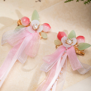Tocado Hanfu para niñas, estilo princesa, belleza de hada antigua, linda horquilla con forma de melocotón, horquilla con borlas estilo chino - Product Image 2