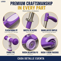 Trottinette pour enfants 2 en 1 avec barre de poussée parentale, 3 roues, hauteur réglable, roues en PU pour garçons et filles