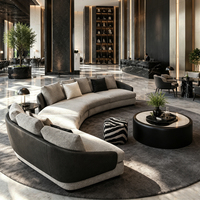 Maßgefertigtes Luxus-Hotel-Lobby-Empfangssofa-Set, Gebogene Modulare Sitzgruppe, Kommerzielle Lounge-Einheit, Projekt-Polstermöbel für Gastgewerbe