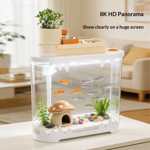 Aquarium ovale de luxe en matériau AS - 3 tailles, 2 couleurs, ensemble complet avec filtre pour la maison, le bureau, vente en gros - Product Image 4