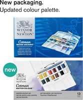 Ensemble de peinture à l'aquarelle Bview Art Winsor & Newton Cotman avec papier, 12 demi-pans de 10 ml, palette de poche, pinceau inclus