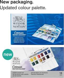 Ensemble de peinture à l'aquarelle Bview Art Winsor & Newton Cotman avec papier, 12 demi-pans de 10 ml, palette de poche, pinceau inclus - Product Image 6