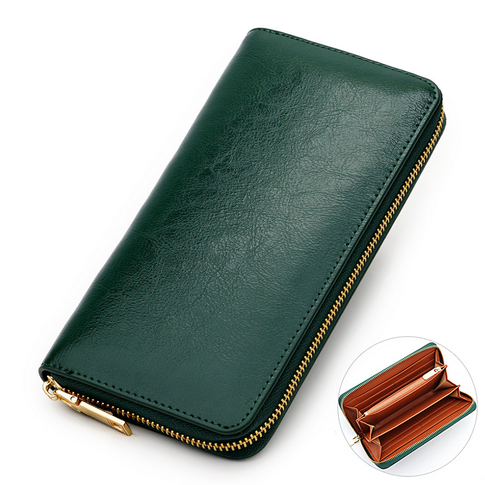 Oil wax cowhide [outer green+inner brown]