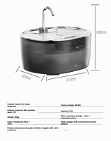 Fontaine à eau intelligente pour animaux de compagnie en acier inoxydable 304 de 3,2 L, durable, en plastique, avec capteur, ultra silencieuse (20 dB), circulation d'eau, pour chats et chiens, usage intérieur