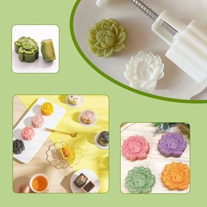 Molde para Mini Mooncakes con Forma de Flor de Lis, Hoja Verde, para Pastel de Frijol Mungo, Plástico Ecológico, Desechable, Apto para Lavavajillas y Horno - Product Image 3