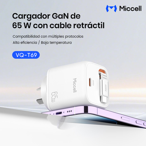 Cargador Universal Rápido Miccell 65W <span class=keywords><strong>para</strong></span> <span class=keywords><strong>iPhone</strong></span>, con Cable USB, Portátil y de Alta Velocidad <span class=keywords><strong>para</strong></span> Móviles y Laptops - Product Image 3