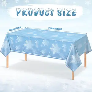 Copo de Nieve Azul claro Winter Wonderland cubierta de mesa desechable para Navidad vacaciones de invierno decoraciones de fiesta de año nuevo