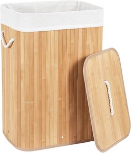 Panier à <span class=keywords><strong>linge</strong></span> en bambou pliable <span class=keywords><strong>de</strong></span> 72L avec poids supplémentaire pour le nettoyage dans les salles <span class=keywords><strong>de</strong></span> <span class=keywords><strong>bain</strong></span> Caractéristiques Couvercle et poignées en corde - Product Image 1