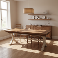 Ensemble de table à manger moderne à hauteur réglable avec plateau multicouche et 4 chaises, en bois massif, meubles de maison Tomson Shanghai