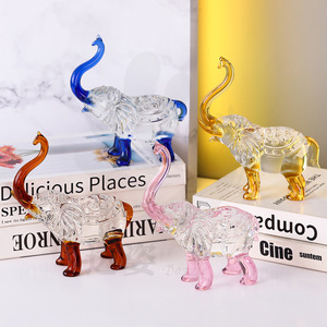 Crystal Glass <b>Elephant</b> Figurines Pink Brown Blue Yellow Etched Animal Decor Home Office Desktop Ornament Collection <b>Gift</b> - Product Image 1