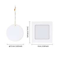 Ensemble d'ornements ronds en céramique vierges pour sublimation avec boîte cadeau en papier à fenêtre transparente, décorations suspendues pour sapin de Noël, vente en gros