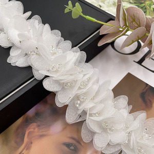 Apliques de Renda Africana Estilo Coreano com Flores 3D, Lantejoulas e Strass Costurados à Mão, com Corrente para Acessórios de Joalheria DIY - Product Image 2