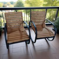 Chaise longue de bistrot en plastique, bois et aluminium pour l'extérieur, chaise à bascule pour jardin, balcon, hôtel et terrasse