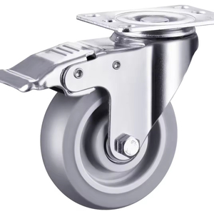 High Quality 3-5 Inch Replacement Furniture Swivel Casters with Double Ball Bearing and Brake Industrial <b>Rubber</b> Wheel Castor - Product Image 3