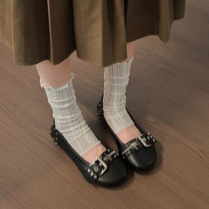 <span class=keywords><strong>Ballerine</strong></span> Punk <span class=keywords><strong>con</strong></span> Borchie da Donna, Punta Tonda, Chiusura <span class=keywords><strong>con</strong></span> Fibbia e Cerniera, Scarpe Casual Piatte Slip-on - Product Image 2