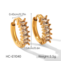 Серьги-кольца H&C Dainty с позолотой 18K PVD и цирконами, гипоаллергенные, из нержавеющей стали, для помолвки и вечеринок, для женщин