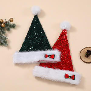 Chapeau de Noël en velours de luxe extra-large de haute qualité pour adultes avec paillettes, personnalisable pour la saison des fêtes - Product Image 2